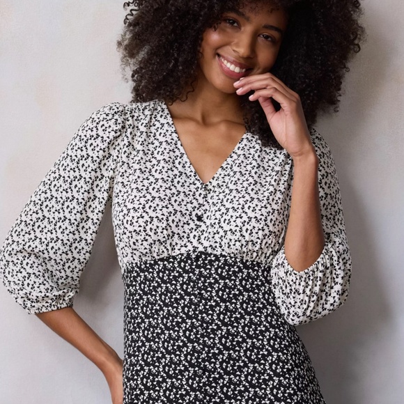 LC Lauren Conrad | V-Neck Button Front Crepe Midi Dress | Size: Petite XXL | NWT - Picture 3 of 8